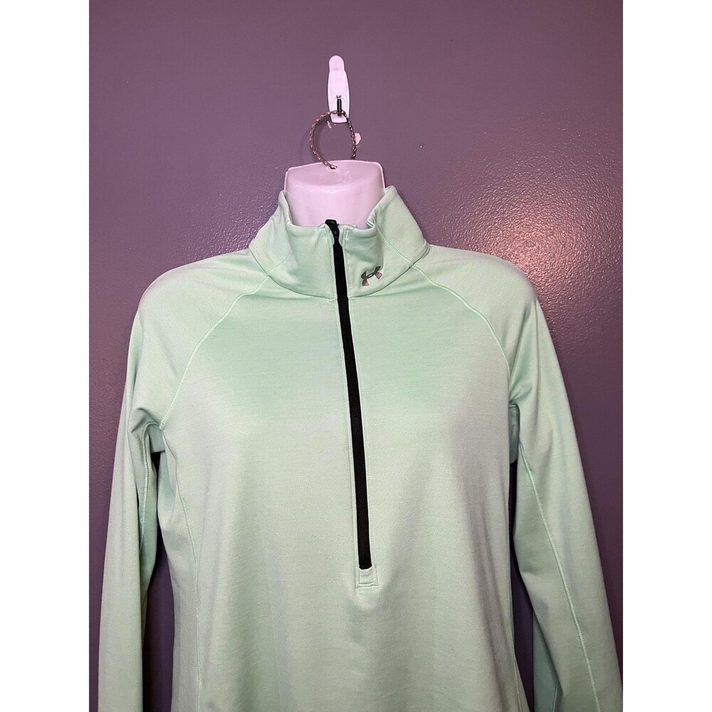 Under Armour ColdGear Pullover Womens Medium Green 1/4 Zip Mock Neck Athletic